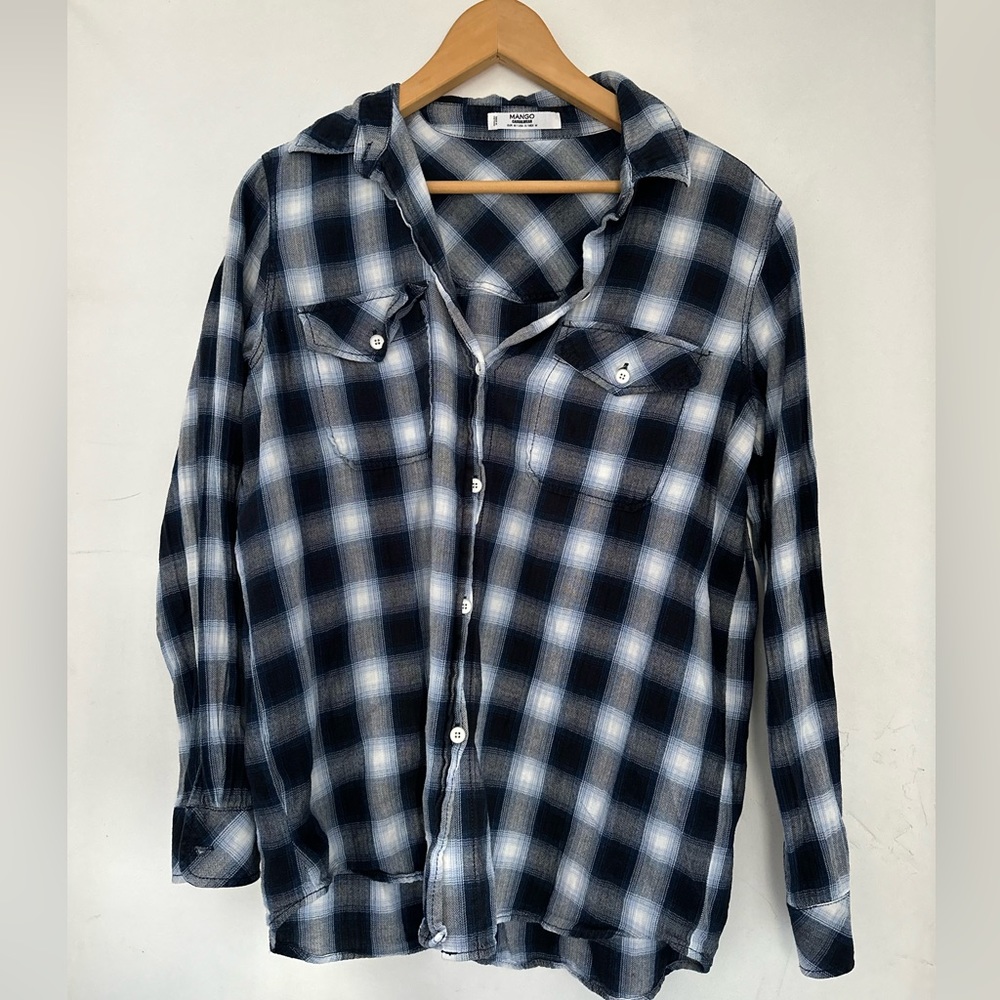 MANGO blue checkered shirt